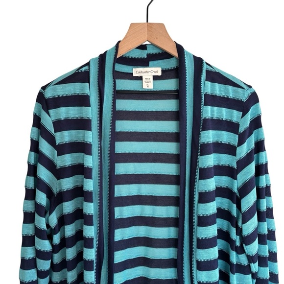 Coldwater Creek Open Front Cardigan Women’s Size XL Striped Casual - Picture 2 of 15